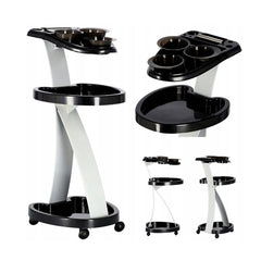 Salon Professional Hair Coloring Trolley Stand with Double Shelves Black - hair coloring trolley- dayjour