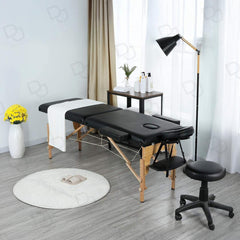 Professional Portable Folding Massage Table Bed with Wooden Frame Black - dayjour - foldable massage bed- massage table- portable massage bed black 