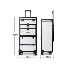 Large Capacity Professional Makeup Beauty Trolley Case with Wheels White - salon tool box- makeup tool box-dayjour