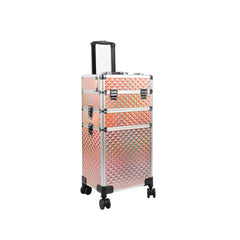 Professional 3 in 1 Adjustable Makeup Beauty Train Case Trolley Gold - dayjour