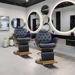 Professional Salon Chair Black and Gold Steel For Gents and Ladies - dayjour - salon chair-  gents chair - ladies chair