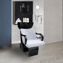 Saloon Spa Professional Silver and Black Shampoo Chair - saloon furniture - hair washing chair - shampoo chair - dayjour 