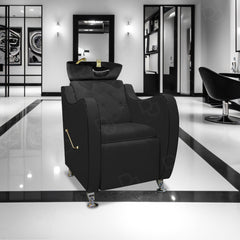 Salon Spa Hair Washing Shampoo Chair Black & Gold - shampoo chair - hair washing chair - dayjour 