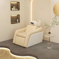 Salon Spa Hair Washing Shampoo Chair Cream & White - hair washing chair - shampoo chair - dayjour - salon furniture uae