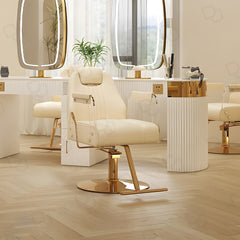 Salon Spa Hairstyling Ladies Chair Cream & Gold - ladies chair - salon chair - salon furniture - spa furniture - dayjour - كرسي صالون تجميل للسيدات في الإمارات