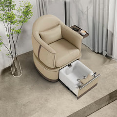 Salon Spa Pedicure Chair Station with Acrylic Sliding Basin Beige Color - dayjour