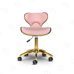 Salon Spa Swivel Stool with Backrest Pink & Gold - salon stool - salon furniture - beauty salon stool -dayjour