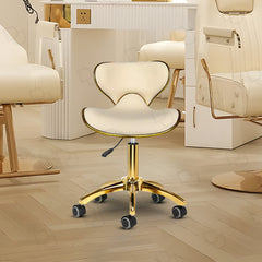 Salon Spa Swivel Stool with Backrest Cream & Gold - salon stool - stool - dayjour