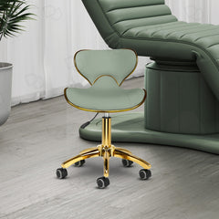 Salon Spa Swivel Stool with Backrest Green & Gold - salon chair - salon stool - dayjour