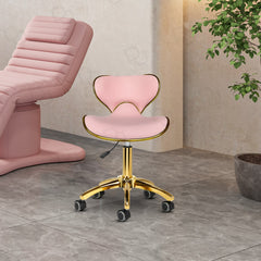 Salon Spa Swivel Stool with Backrest Pink & Gold - salon stool - salon furniture - beauty salon stool -dayjour