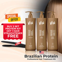 Viva Brazilian Protein Professional Hair Treatment Kit Buy 2 Get 1 Hair Straightener Offer Pack - dayjour